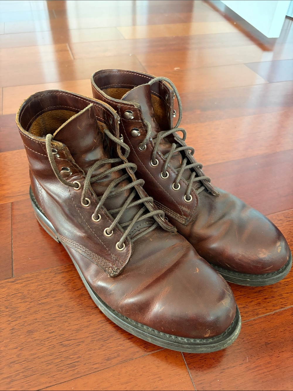 Wolverine 1000 mile plain toe classic boot /Men's Brown Leather Lace-Up